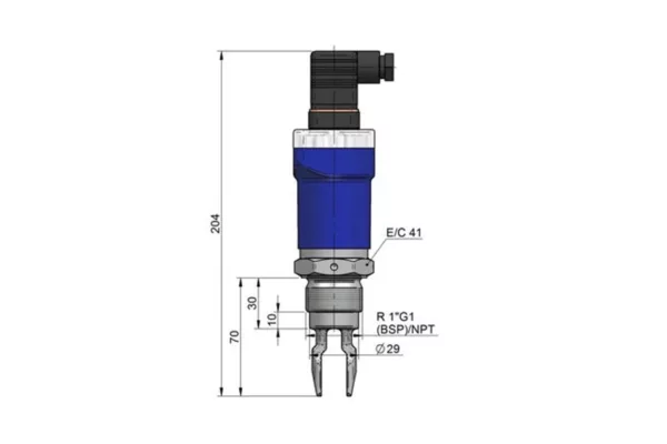 Wibracyjny sygnalizator poziomu LD61 - wymiary